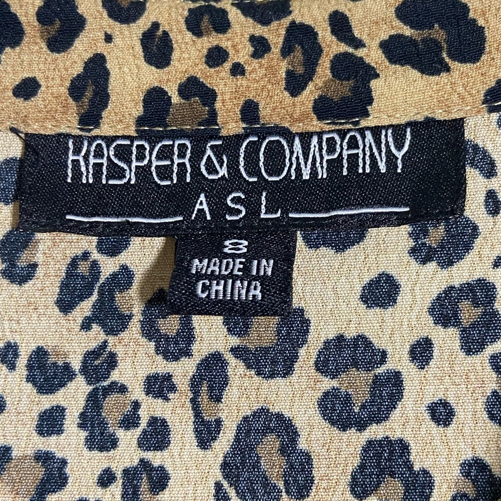 Kasper And Company Leopard Print Button Down Shirt - image 8